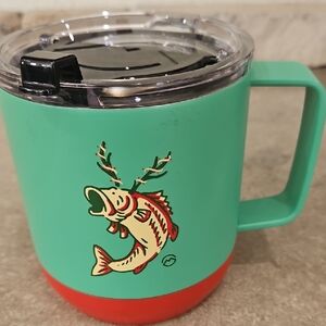 Magellan Outdoors Fish Design Green and Red Mug